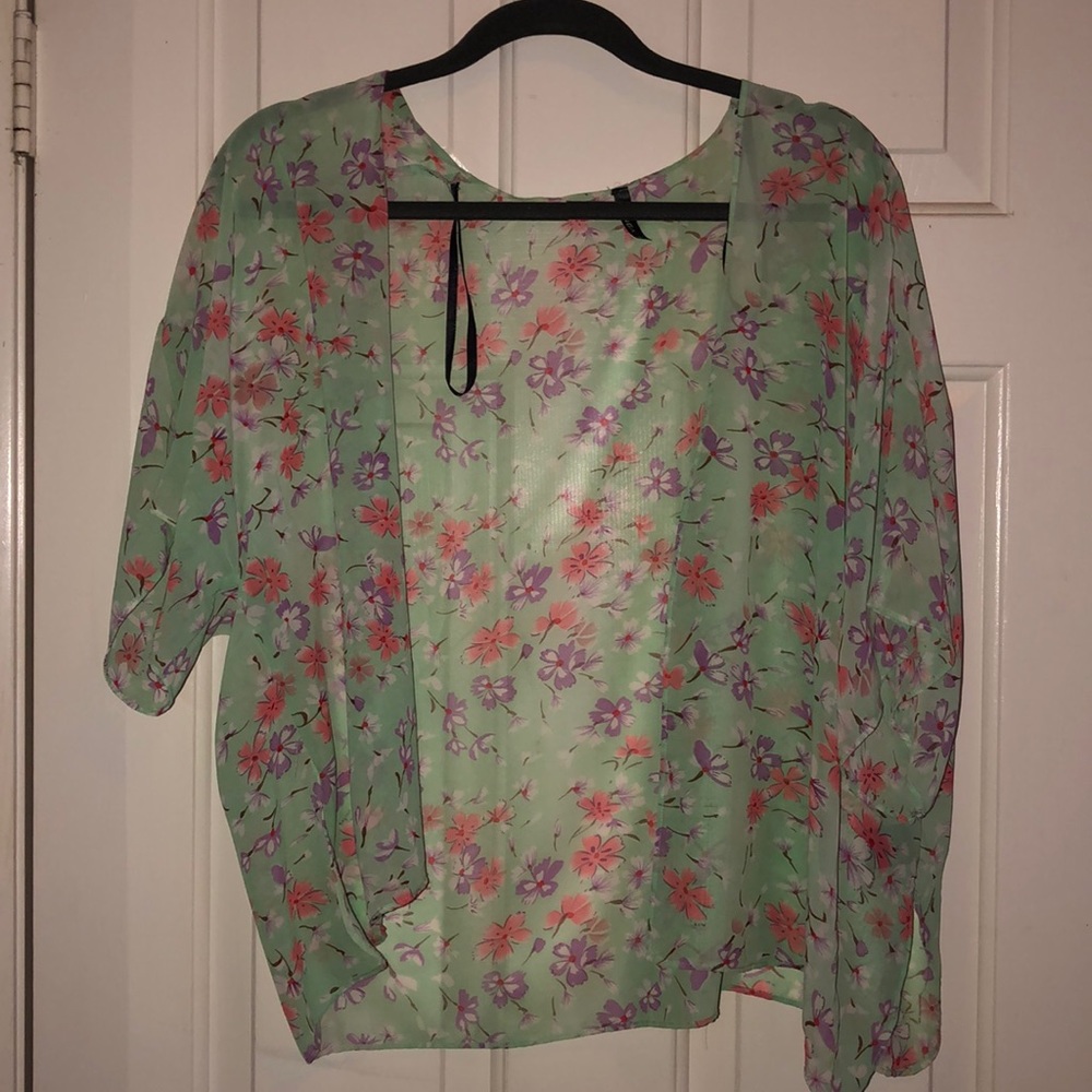 MINT GREEN FLORAL KIMONO